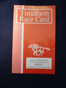 X - Horse racing - Timeform Race Card - Ascot - 29 September 1990