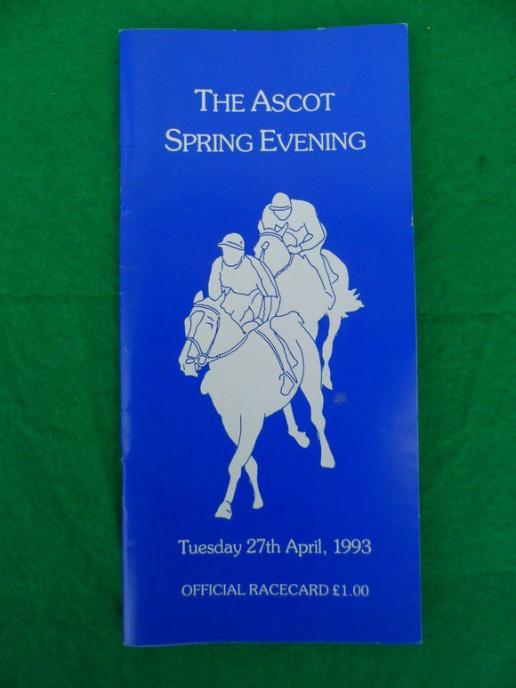 X - Horse racing - Race Card - Ascot - 27 April 1993 -