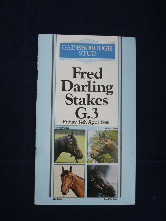 X - Horse racing - Race Card - Newbury - 14 April 1989 - Fred Darling Stakes G.3