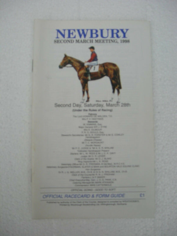 Horse racing - Race Card - Newbury - March 28  1998 -