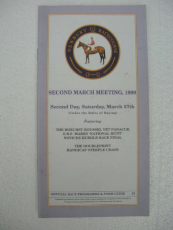 Horse racing - Race Card - Newbury - March 27 1999 -