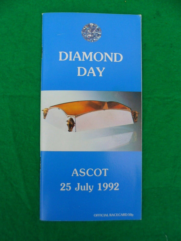 X - Horse racing - Race Card - Ascot - 25 July 1992 - Diamond Day
