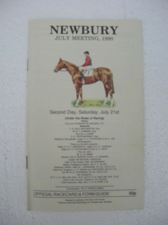 Horse racing - Race Card - Newbury - July 21 1990 -