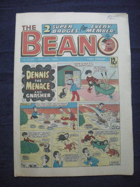 * Beano Comic - 2184 - May 26 1984