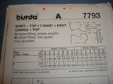 Burda Easy  7793 sewing pattern T-shirt and top sizes european 38 - 50