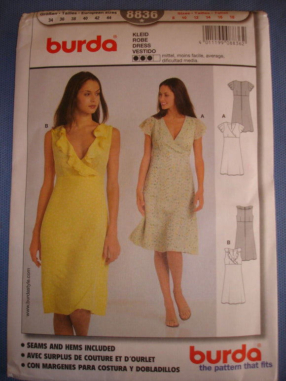 Burda 8836  sewing pattern Dress sizes european 34 - 44