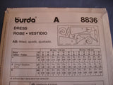 Burda 8836  sewing pattern Dress sizes european 34 - 44