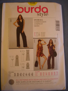 Burda Style 7536 sewing pattern Jumpsuit sizes european 36-48