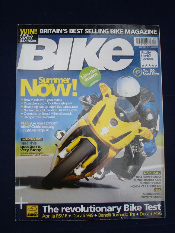 Bike Magazine - July 2004 - Aprilia RSV-R, Ducati 999, Benelli, Ducati 749s