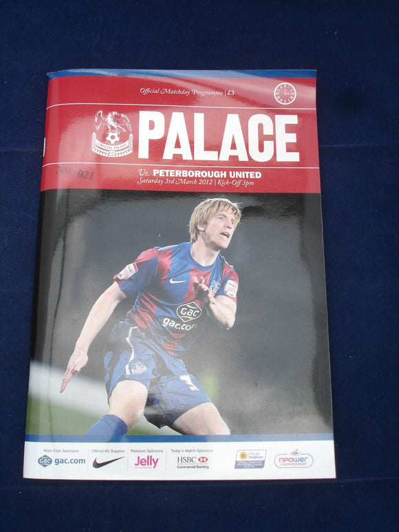 Football Programme Crystal Palace v Peterborough United - 3rd March 2012