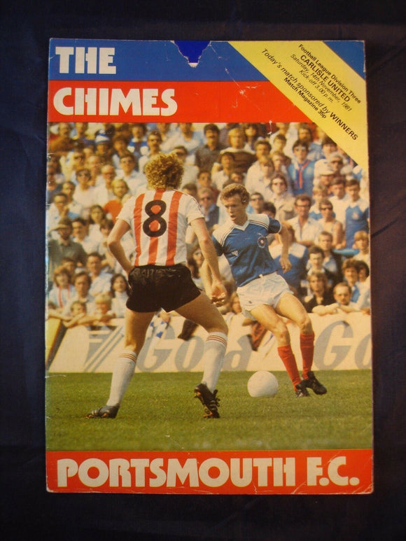 Football Programme Portsmouth Pompey PFC v Carlisle - 14th November 1981