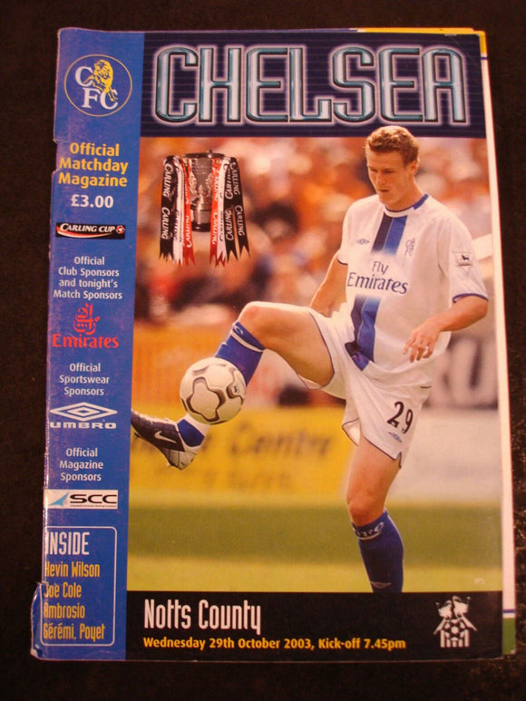 Football Programme Chelsea V Notts County Carling cup Oct 2003