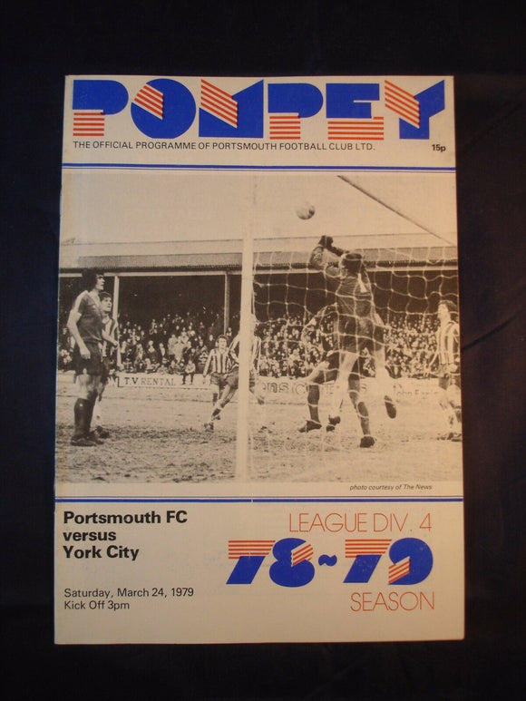 Football Programme Portsmouth Pompey PFC v York City - 24th March 1979