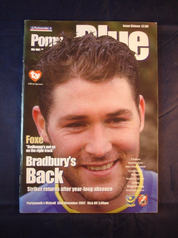 Football Programme Portsmouth Pompey PFC v Walsall - 30th November 2002
