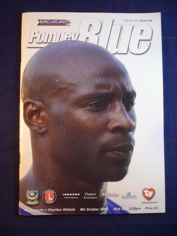 * Football Programme Portsmouth Pompey PFC v Charlton - 4 October 2003
