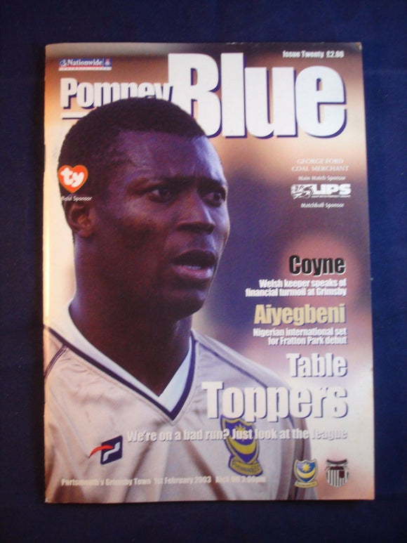 * Football Programme Portsmouth Pompey PFC v Grimsby Town - 1 February 2003