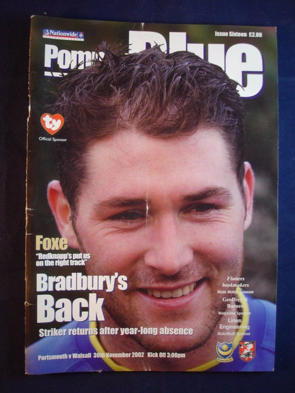 * Football Programme Portsmouth Pompey PFC v Walsall - 30 November 2002