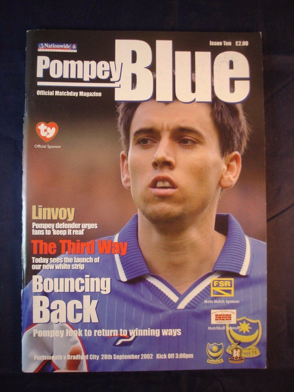 Football Programme Portsmouth Pompey PFC v Bradford City - 28th September 2002