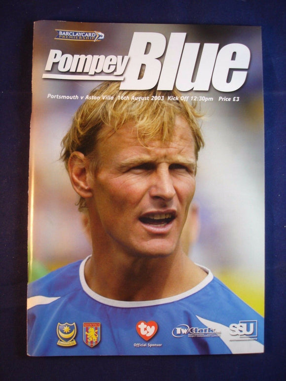 * Football Programme Portsmouth Pompey PFC v Aston Villa - 16 August 2003