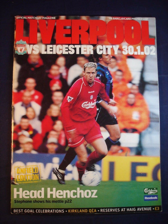 * Football Programme Liverpool v Leicester - 30 January 2002