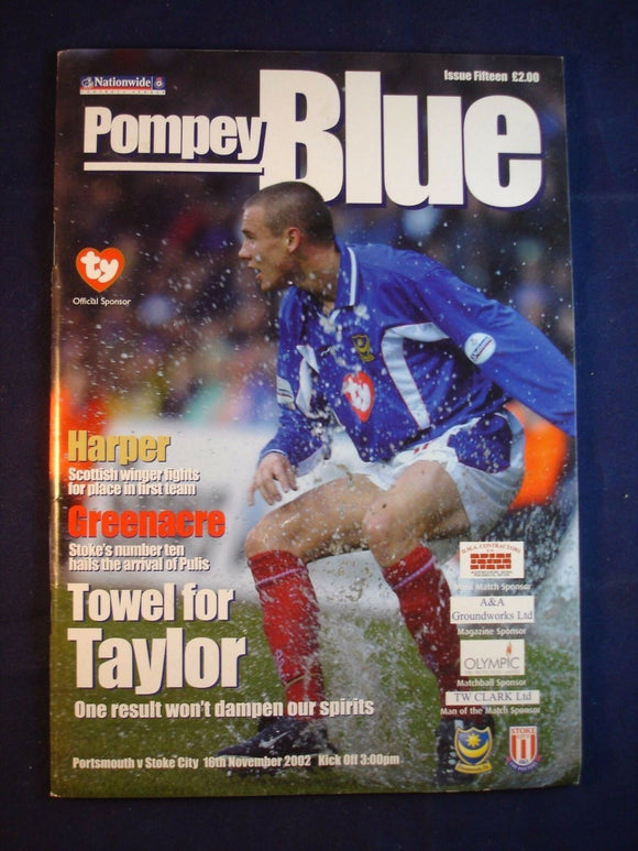 * Football Programme Portsmouth Pompey PFC v Stoke City - 16 November 2002
