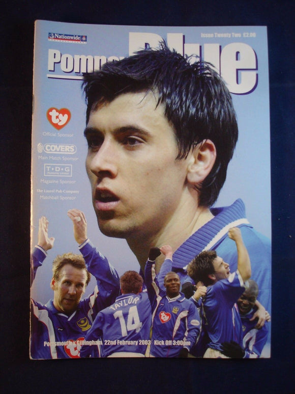 * Football Programme Portsmouth Pompey PFC v Gillingham - 22 February 2003