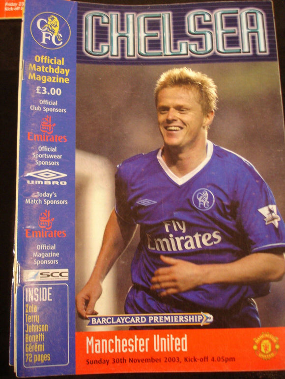 Football Programme Chelsea v Manchester United Nov 2003