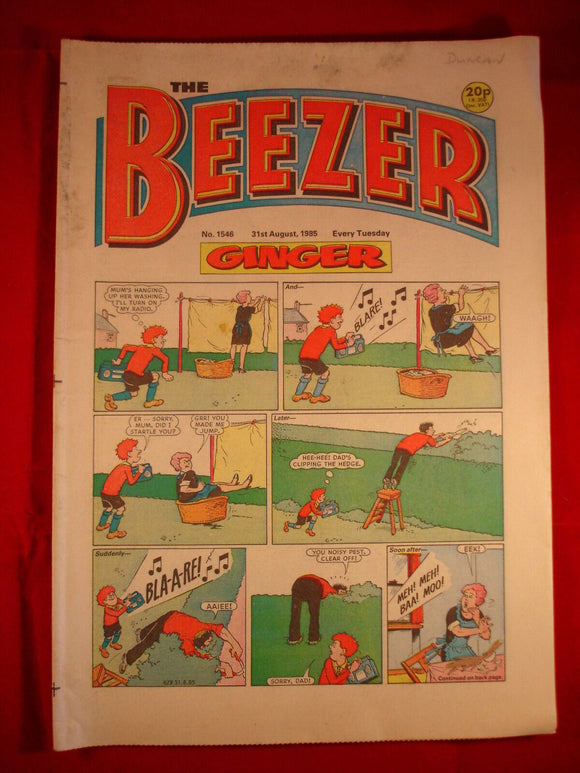 Beezer Comic - 1546 - 31st August 1985 -