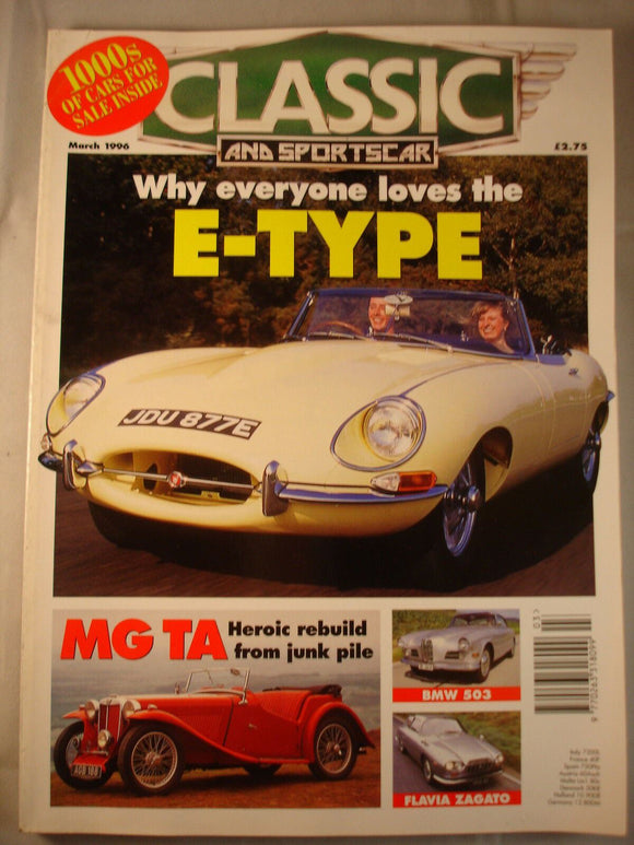 Classic and Sports car magazine - March 1996 - MG TA - E type - 503