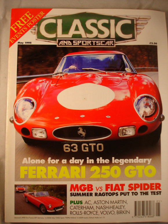 Classic and Sports car magazine - May 1995 - MGB v Spider - Ferrari 250GTO