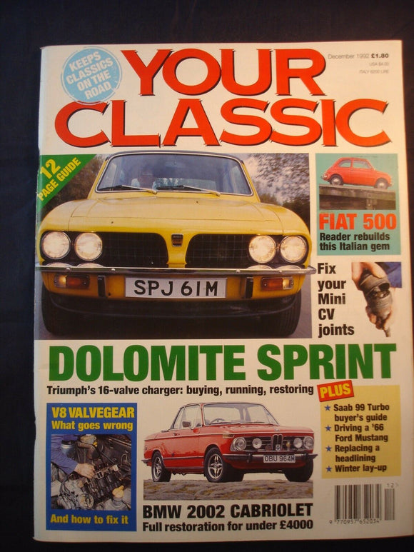 Your Classic - December 1992 - Dolomite Sprint - BMW 2002 - Fiat 500