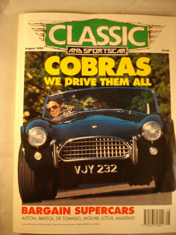 Classic and Sports car magazine - August 1993 - Cobra - Bargain supercars