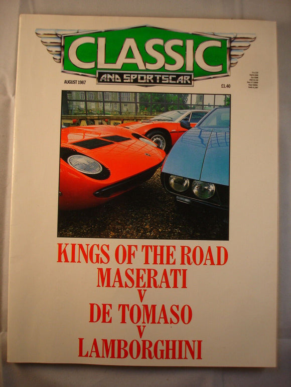 Classic and Sports car magazine - August 1987 - Maserati - De Tomaso - Lambo