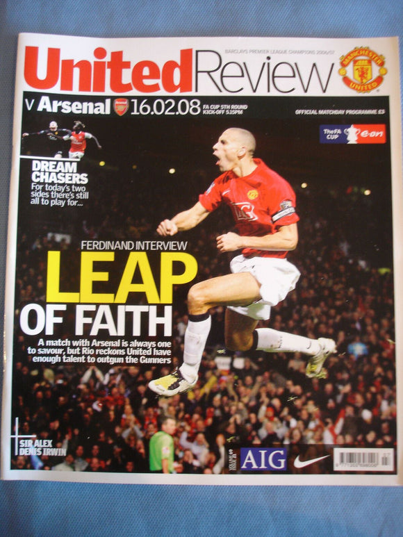 Manchester United programme United Review - 16.02.08 - Arsenal