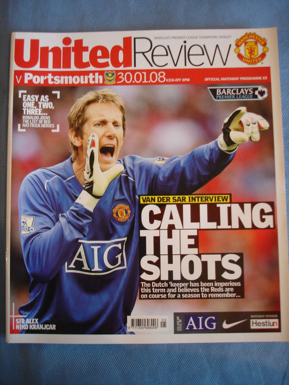 Manchester United programme United Review - 30.01.08 - Portsmouth Pompey PFC