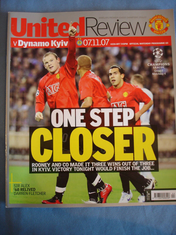 Manchester United programme United Review - 07.11.07 - Dynamo Kyiv Kiev