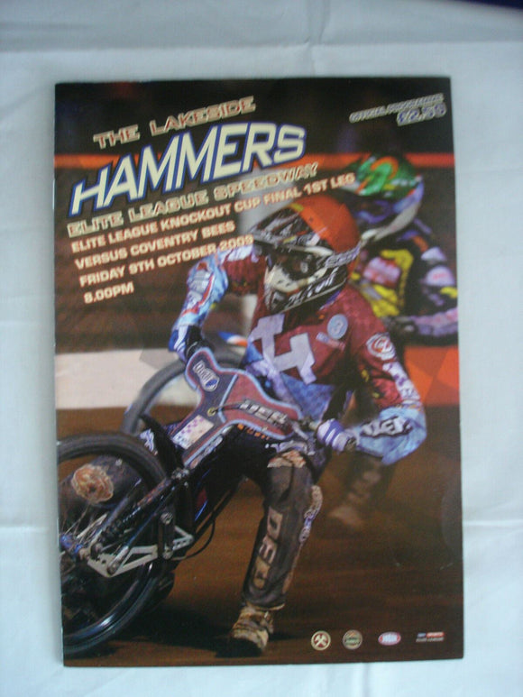 Lakeside Hammers Programme  - Coventry Bees 9th Oct 2009
