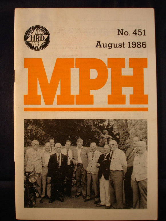 MPH - VOC - Vincent Owners club magazine - issue 451 - August 1986