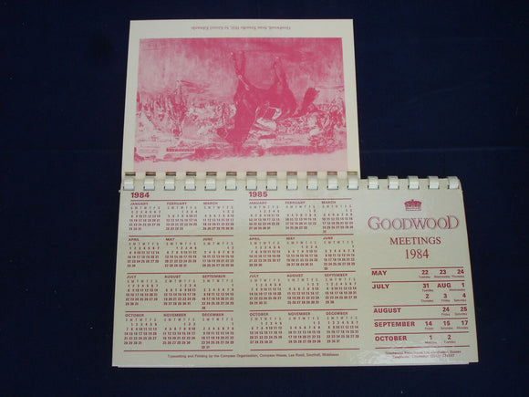 Horse Racing - Goodwood - Desk Calendar - Meetings 1984