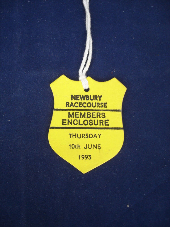 2 - Horse racing - Card Badge - Newbury - Members - 10th June 1993