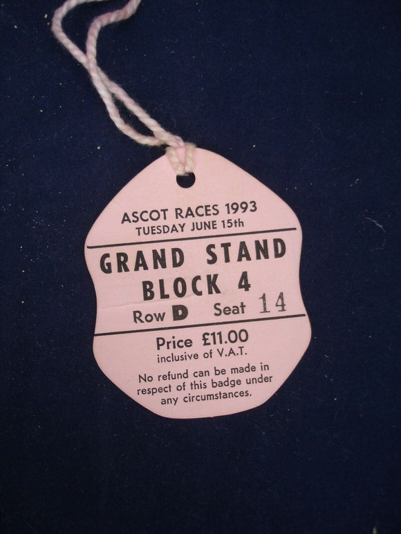 1 - Horse racing - Card Badge - Ascot - Grand Stand - 15th June 1993