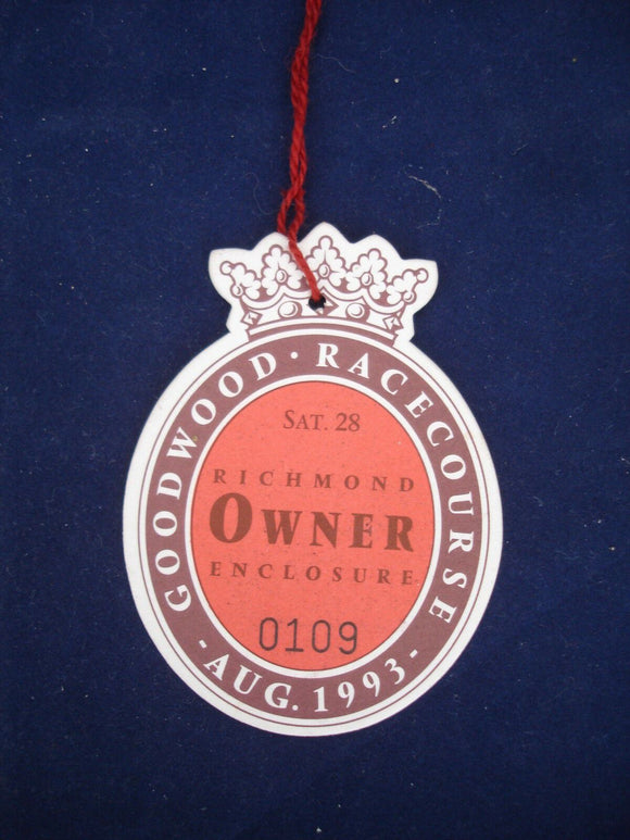 1 - Horse racing - Card Badge - Goodwood - Richmond - Owner - 28 Aug 1993