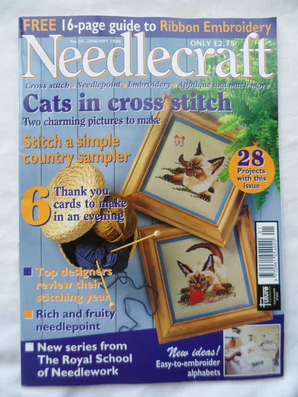 Needlecraft # 56 - January 1996 - Cats - stitch a simple country sampler
