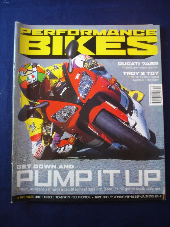 Performance Bikes - December 1999 - Ducati 748R - R1 - Fireblade - zx 9R