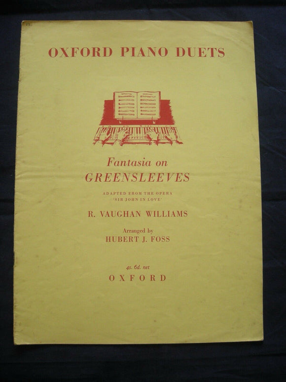 Fantasia on Greensleeves - williams - Foss - Vintage Sheet Music - Piano Duet