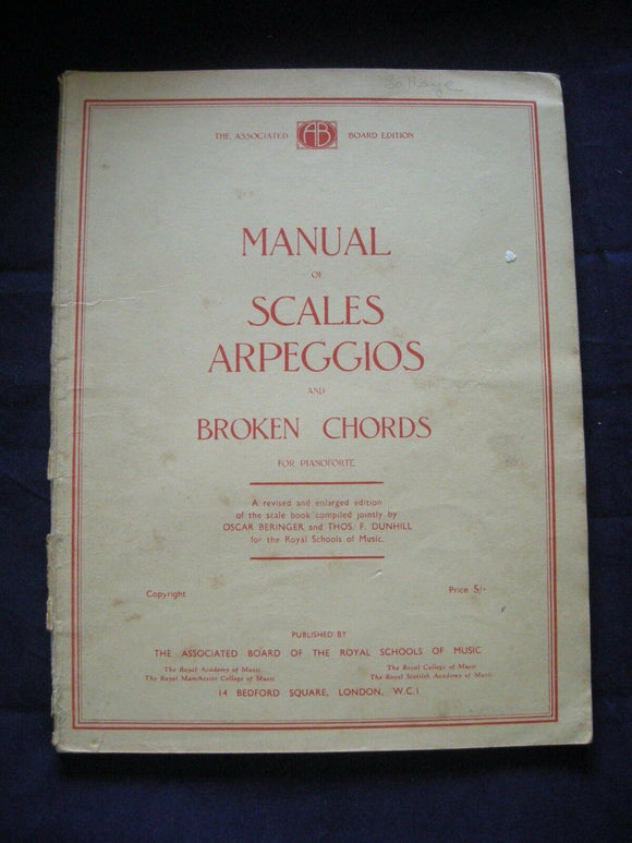 ABRSM - Pianoforte - scales, arpeggios,  broken chords - Vintage Sheet Music -