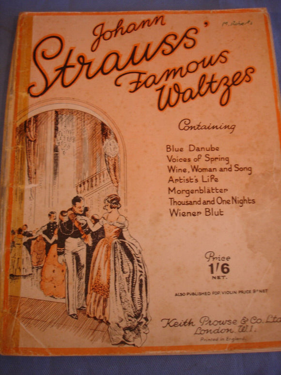 Johann Strauss' Famous waltzes - Vintage sheet music