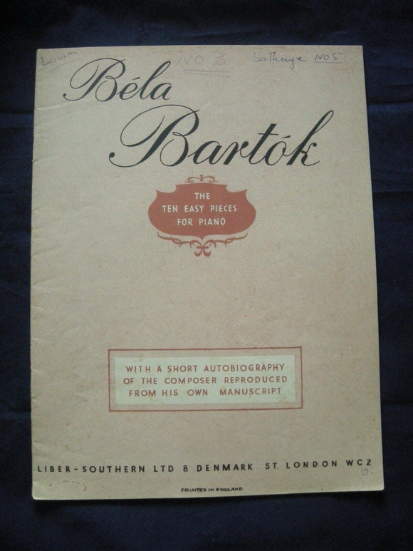 Bela Bartok - Vintage Sheet Music -