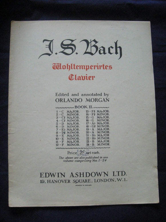 J.S. Bach Wohltemperirtes - Clavier - Vintage Sheet Music -