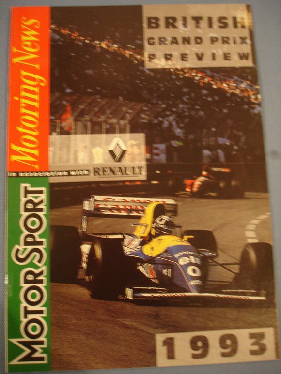 Motorsport motoring news British Grand Prix preview 1993